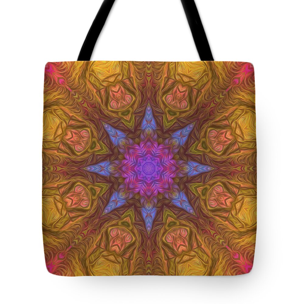 Mandala Tote Bag featuring the digital art Rainbow Pitch Pine Mandala 03 by Beth Venner