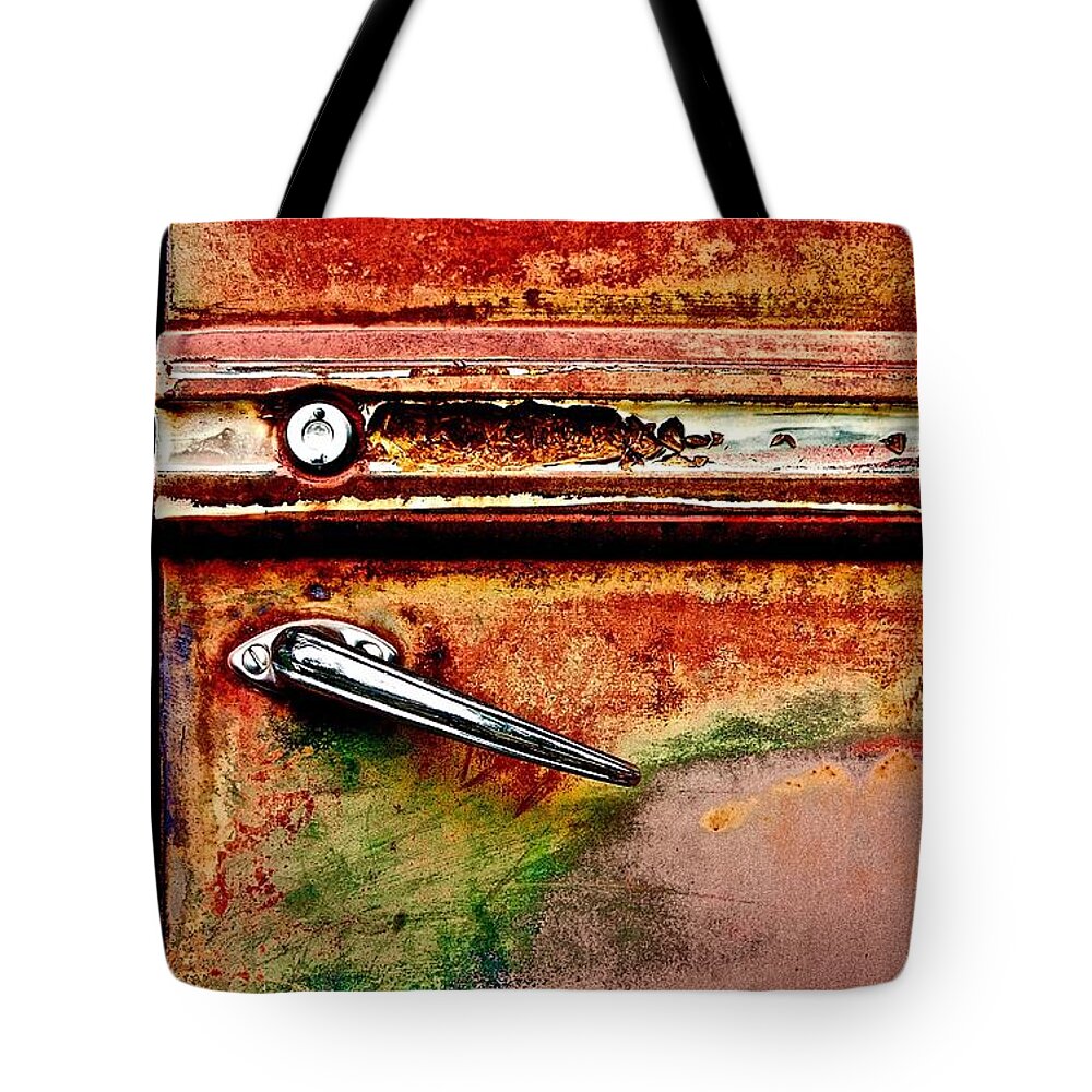 Rust Tote Bag featuring the photograph Rainbow Rust by Linda Bianic