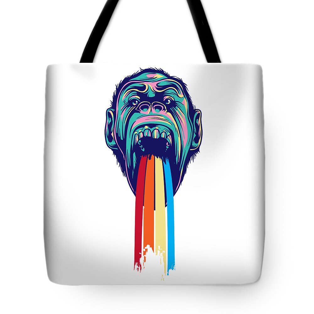Lgbtq Tote Bag featuring the digital art Rainbow Tongued Monkey by Jacob Zelazny