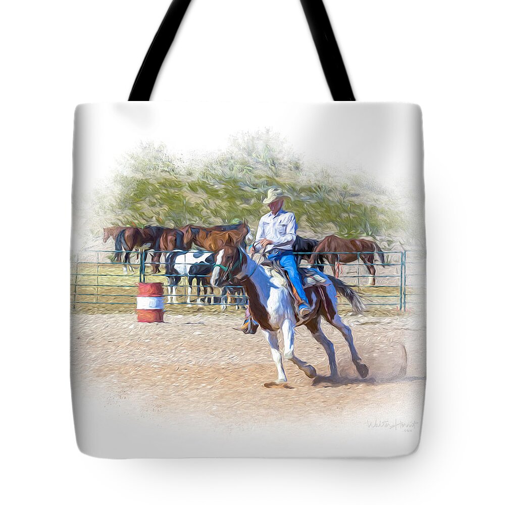 Cowboy Tote Bag featuring the digital art Ranch Rider Digital Art Painting by Walter Herrit