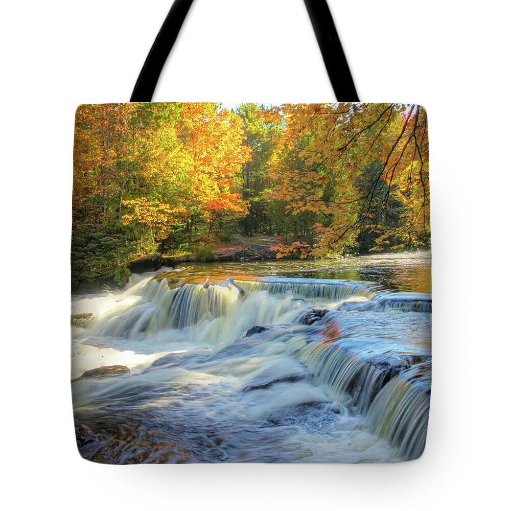Digital Art Tote Bag featuring the photograph Rapids Above Bond Falls by Robert Carter