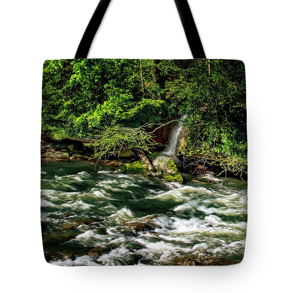 Waterfall Tote Bag featuring the photograph Rapids and Falls by Lisa Lambert-Shank