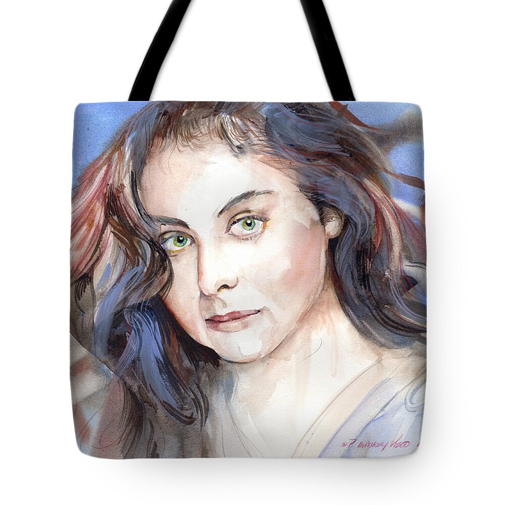 Portrait Tote Bag featuring the painting Raquel by P Anthony Visco