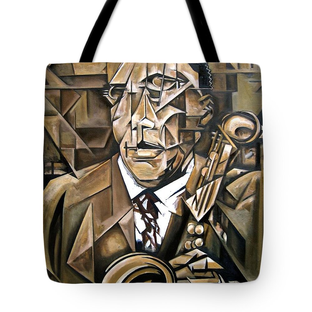 Charlie Parker Tote Bag featuring the painting Rara Avis by Martel Chapman