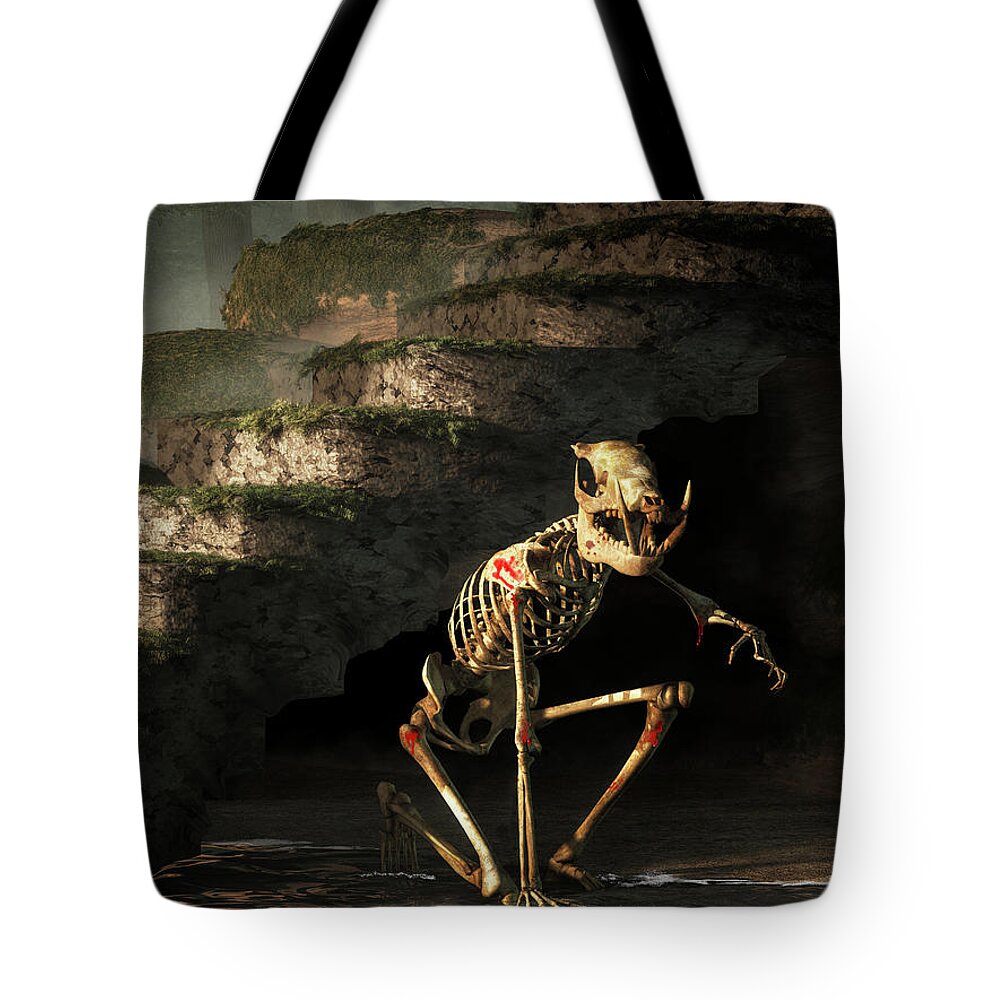 Rawhead Tote Bag featuring the digital art Rawhead and Bloody Bones by Daniel Eskridge