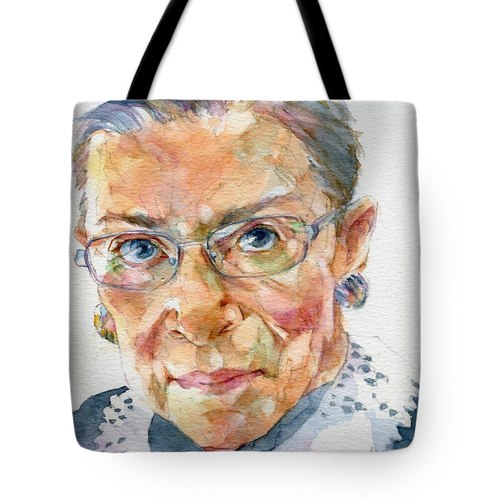 Ruth Bader Ginsburg Tote Bag featuring the painting Ruth Bader Ginsburg Tribute by Pam Wenger