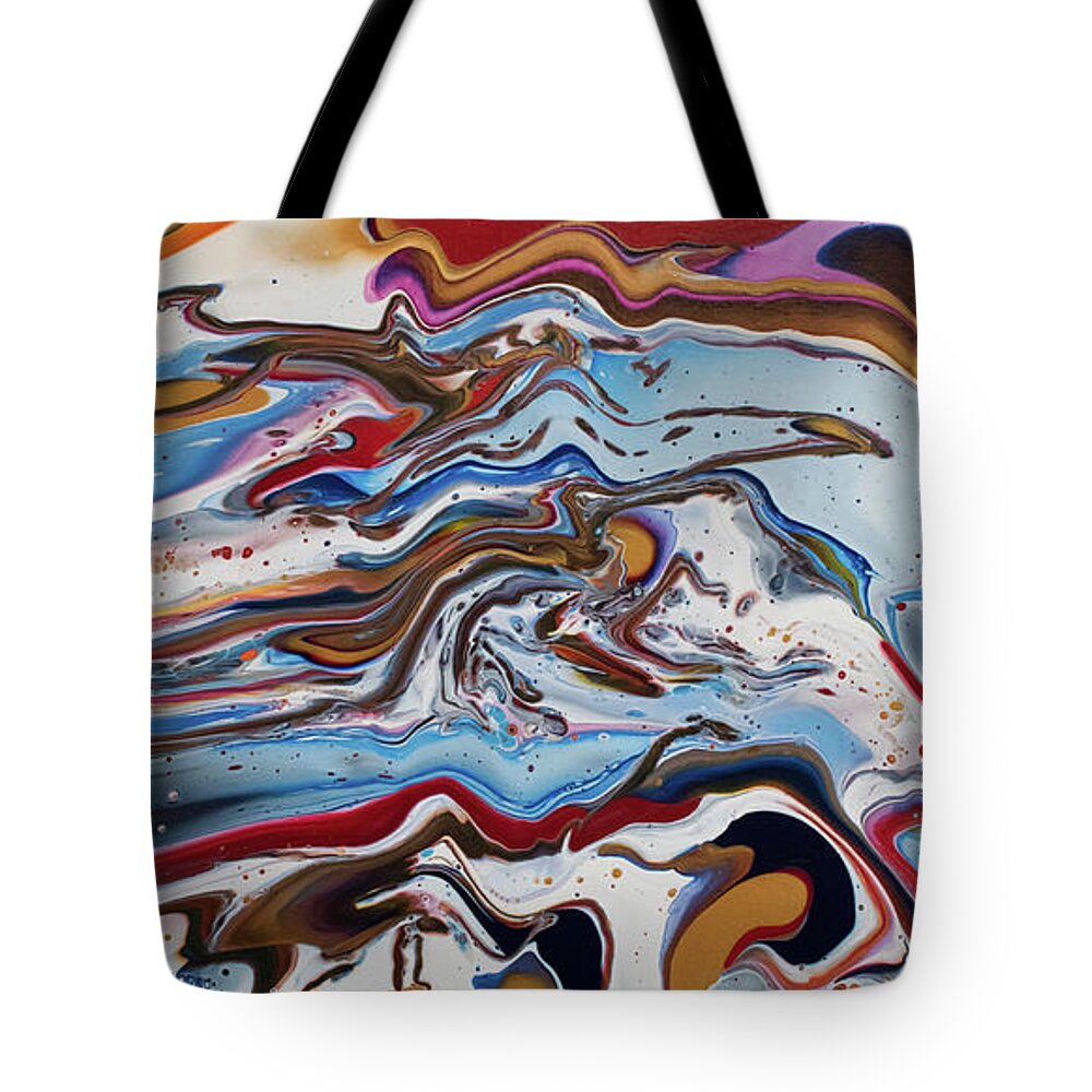 Pour Tote Bag featuring the mixed media Reaching for gold by Aimee Bruno