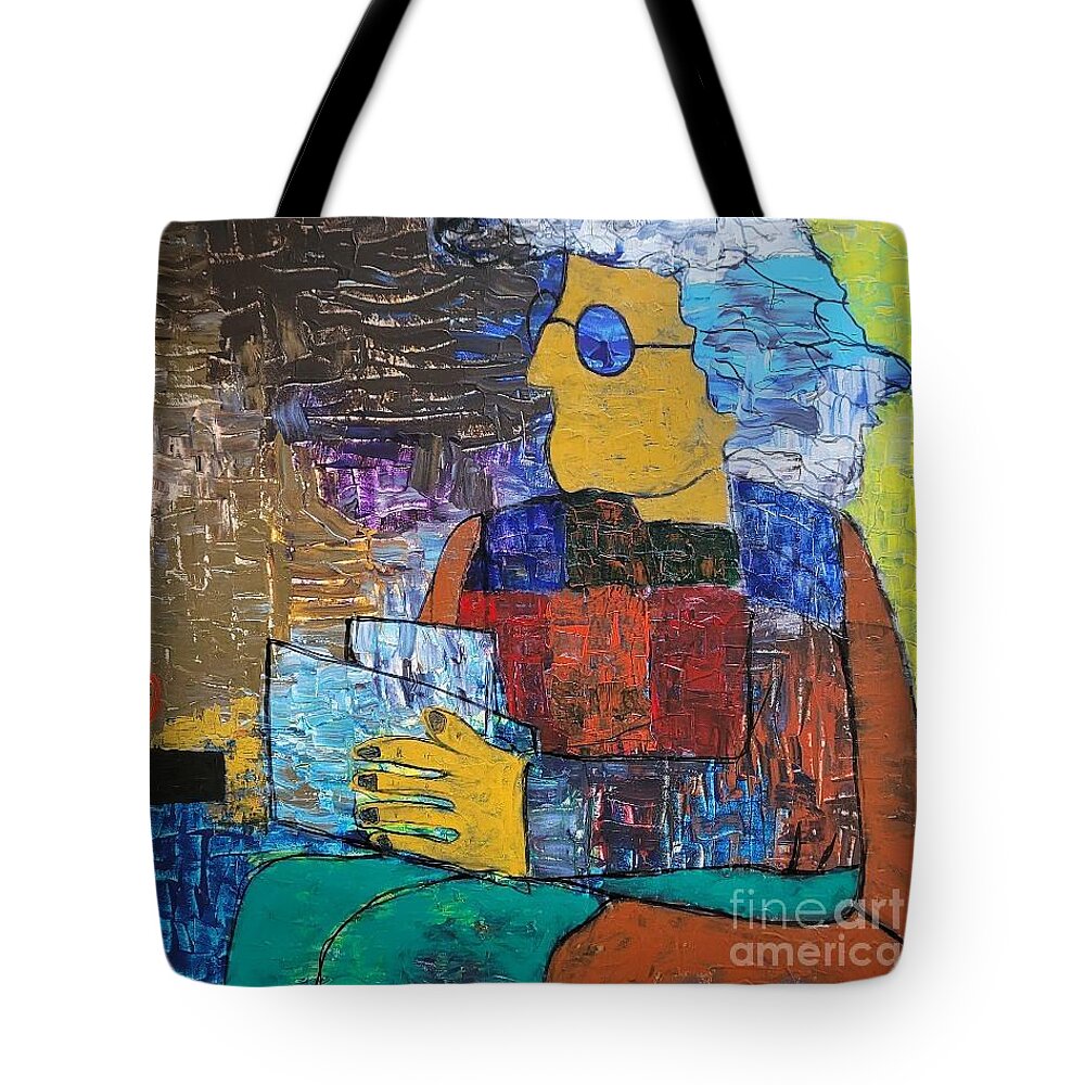  Tote Bag featuring the painting Reading the Menu by Mark SanSouci
