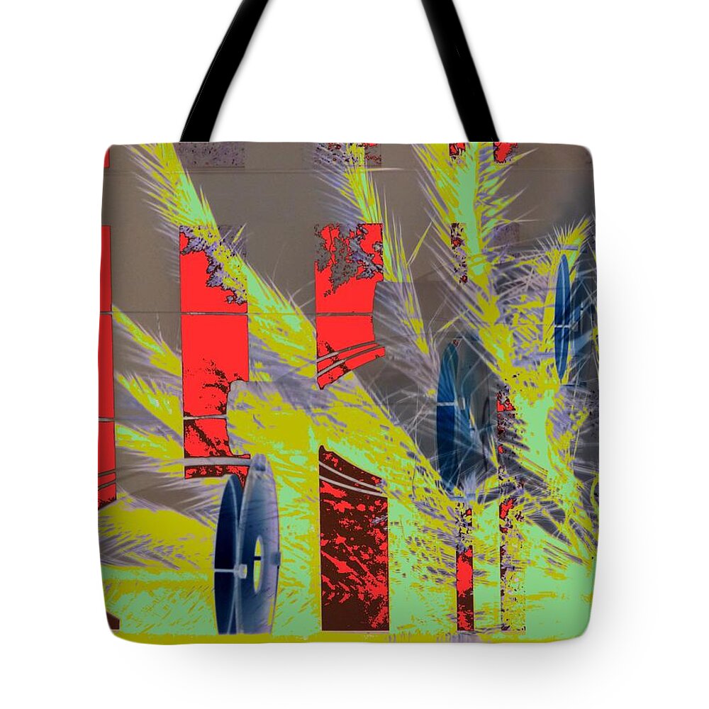 Abstract Tote Bag featuring the digital art Reality Disrupted by T Oliver