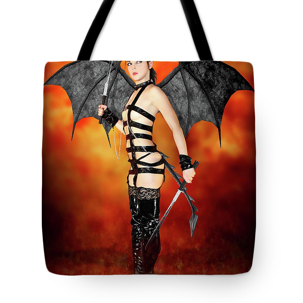 Rebel Tote Bag featuring the photograph Rebel Succubus by Jon Volden