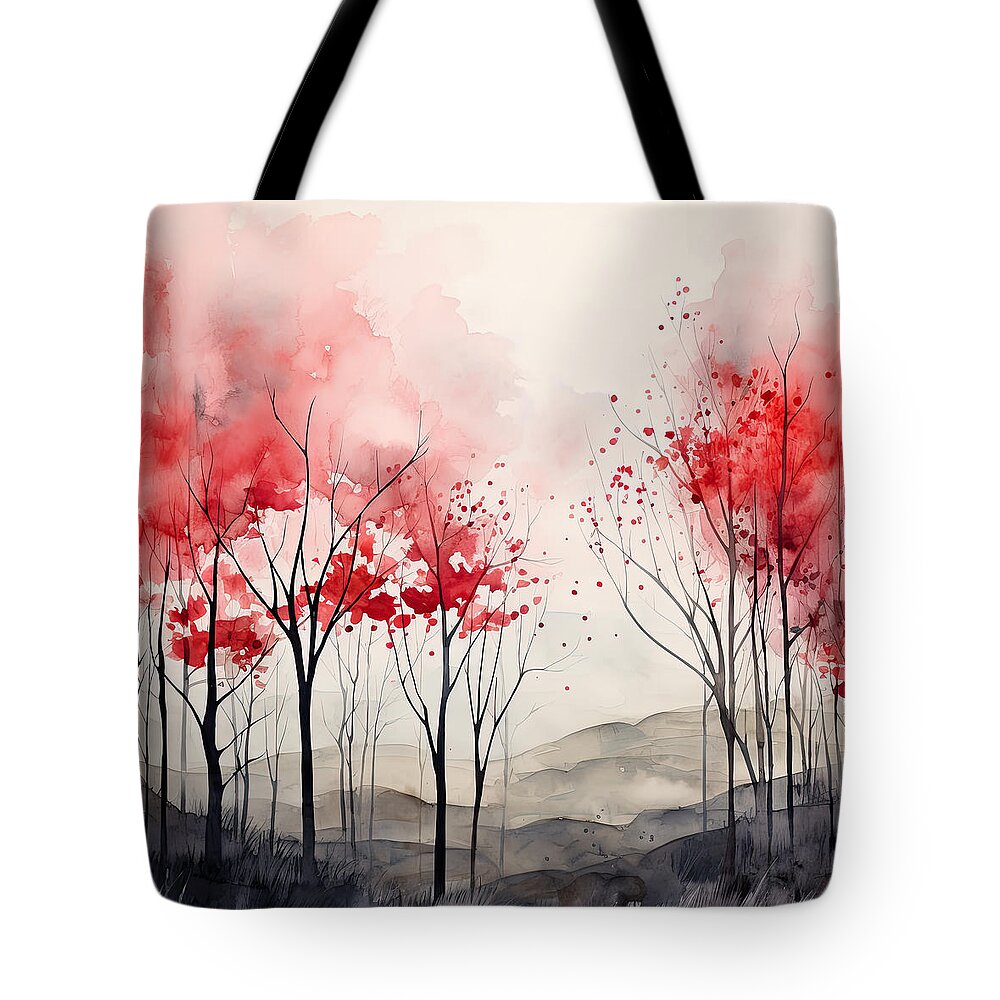 Red And Gray Tote Bag featuring the photograph Red Autumn Bliss by Lourry Legarde