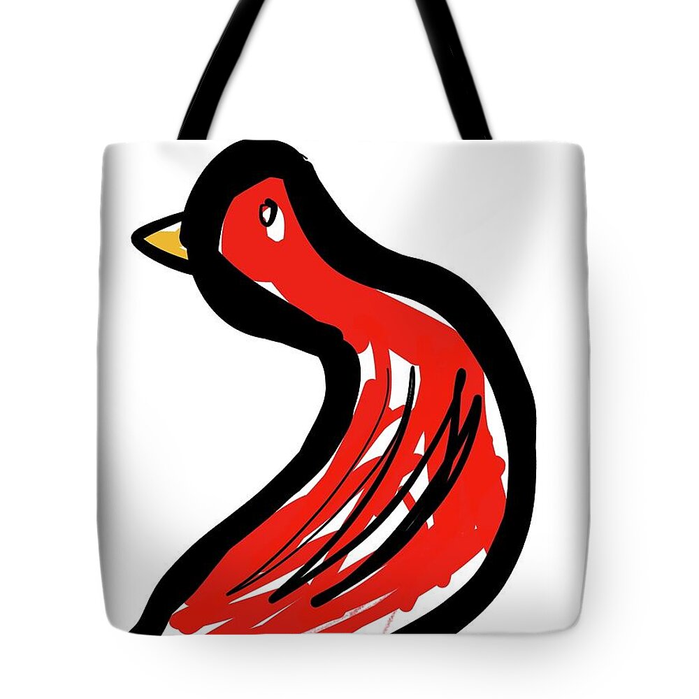  Tote Bag featuring the painting Red Bird by Oriel Ceballos