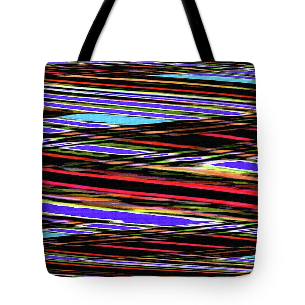 Red Blue White And Green With Black Abstract Tote Bag featuring the digital art Red Blue White And Green With Black Abstract by Tom Janca