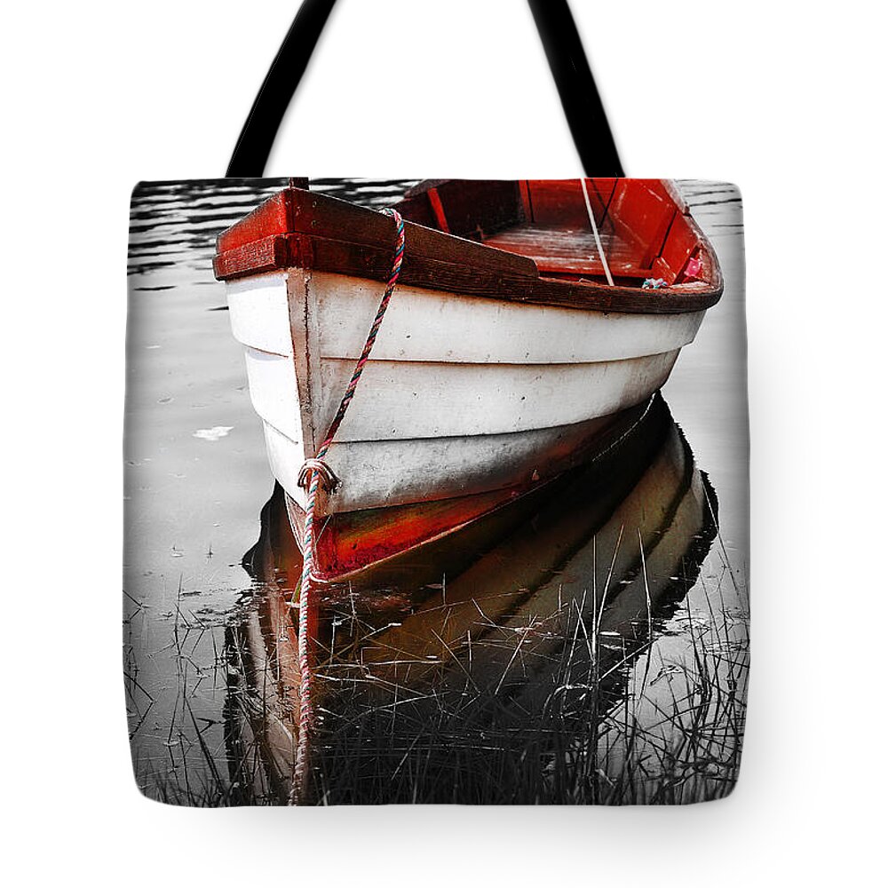 Red Boat Tote Bag featuring the photograph Red Boat by Darius Aniunas