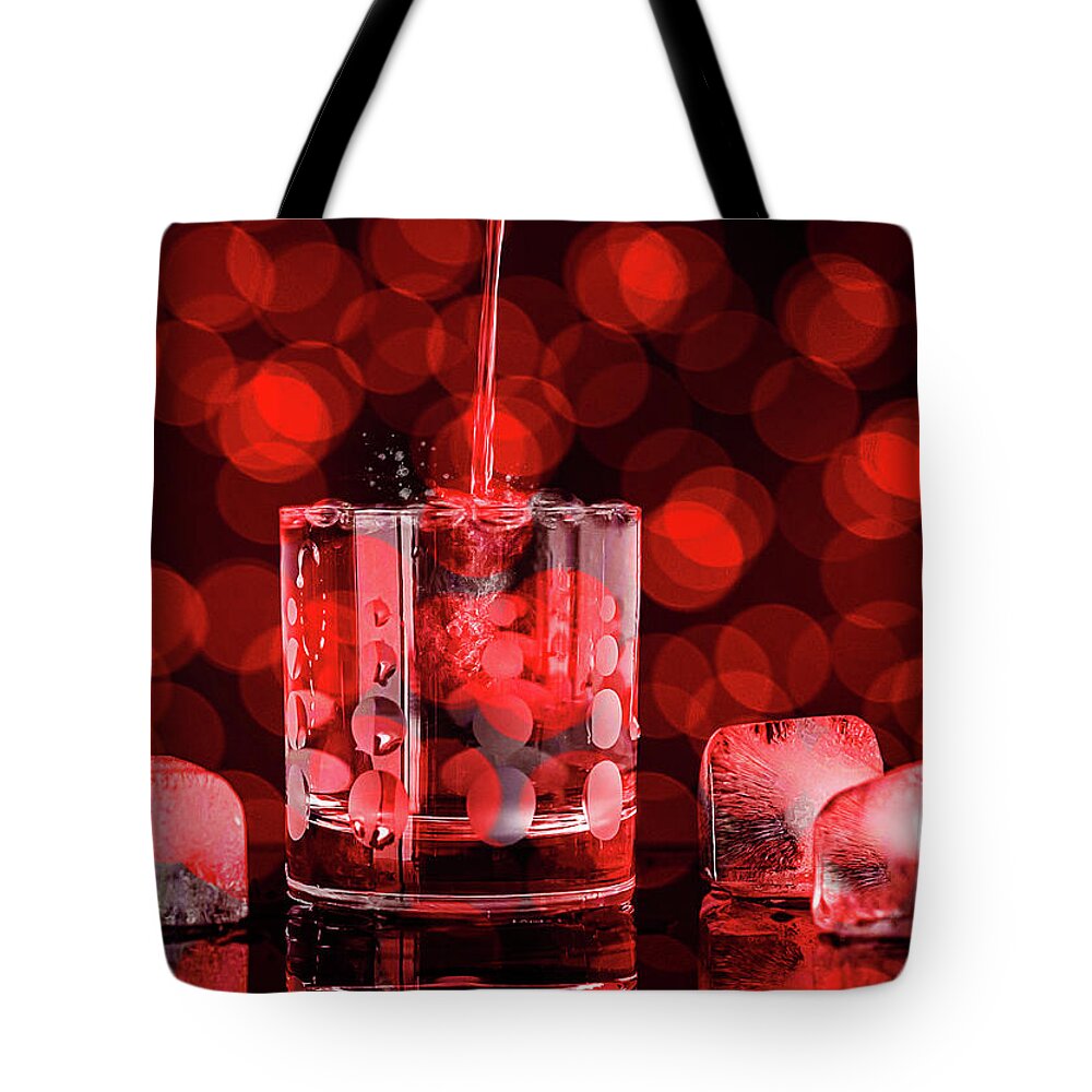 Red Tote Bag featuring the photograph Red Bokeh Toast by Sylvia Goldkranz