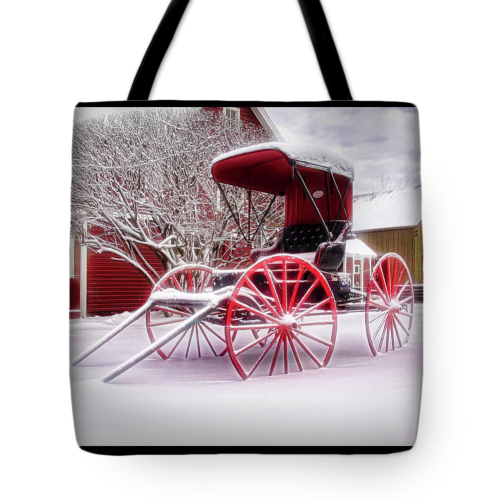 Photographer In North Ridgeville Tote Bag featuring the photograph Red Buggy at Olmsted Falls - 1 by Mark Madere