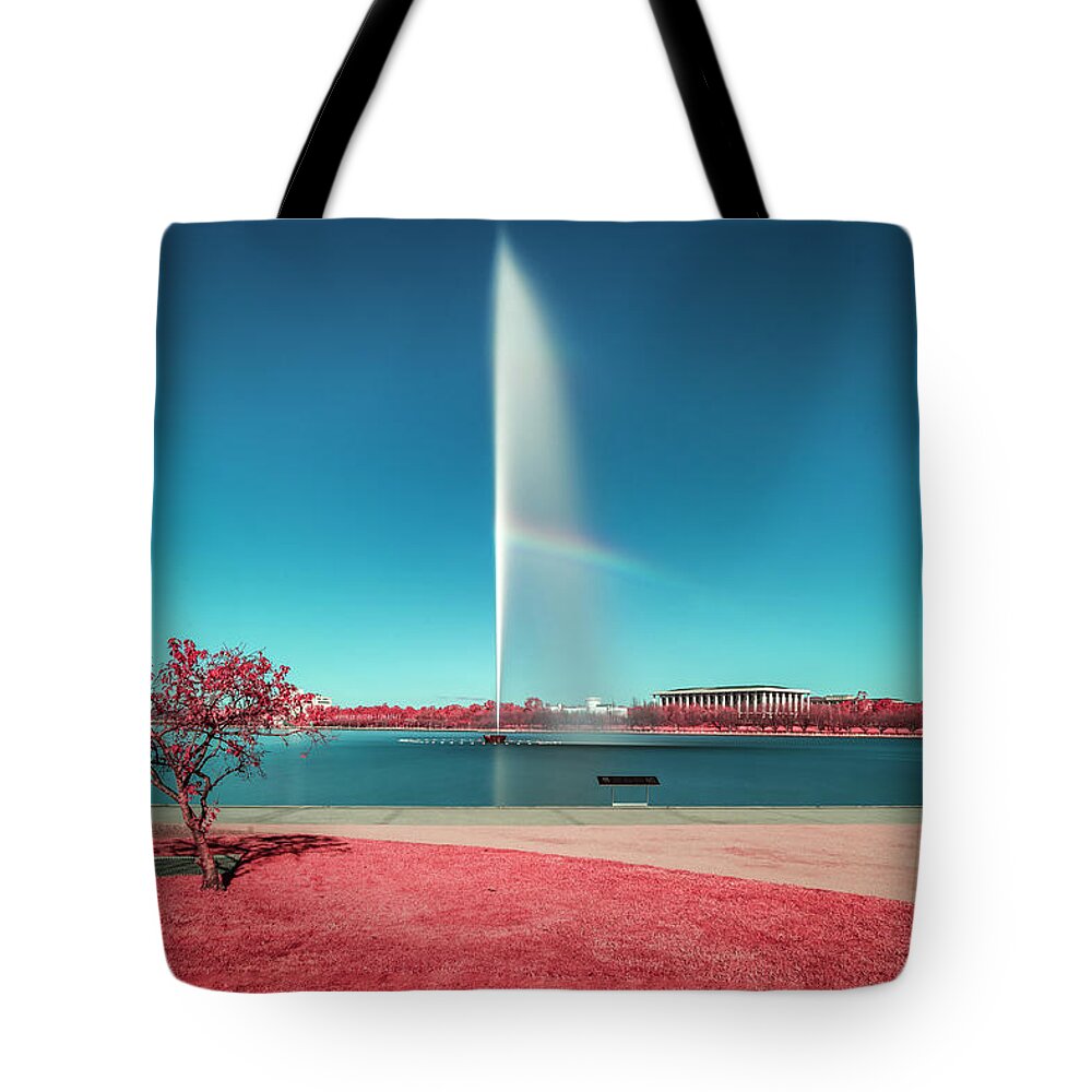 Infrared Tote Bag featuring the photograph Red City by Ari Rex