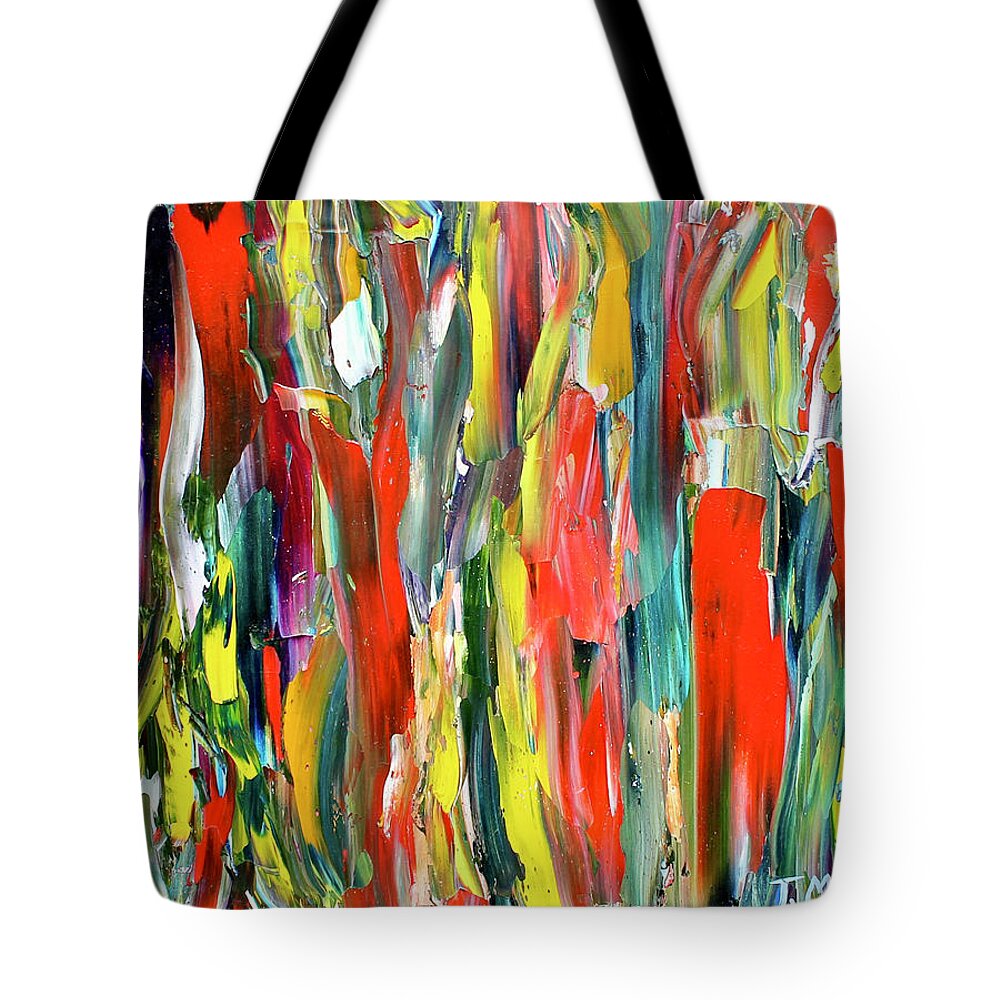 Abstract Tote Bag featuring the painting Red Dress by Teresa Moerer