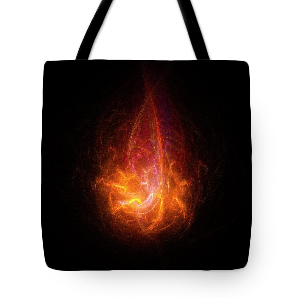Rick Drent Tote Bag featuring the digital art Red Flame by Rick Drent