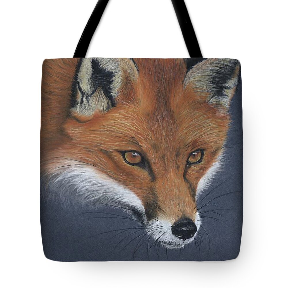 Red Fox Tote Bag featuring the pastel Red Fox by Twyla Francois