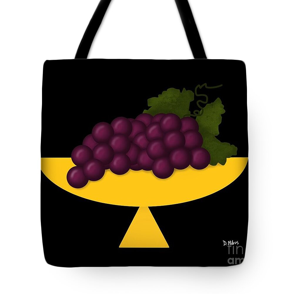  Tote Bag featuring the digital art Red Grapes in a Bowl by Donna Mibus
