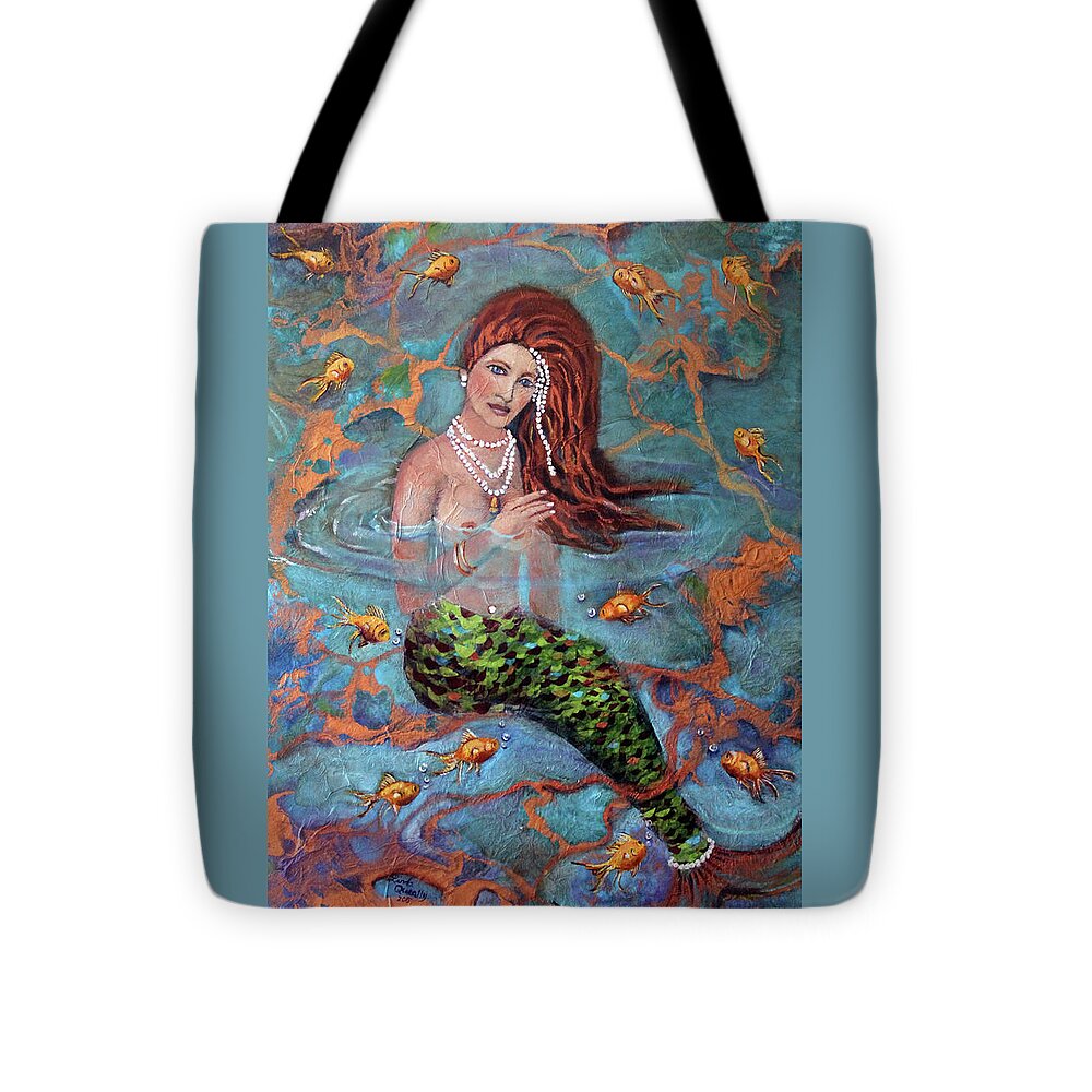Blue Tote Bag featuring the painting Ophelia by Linda Queally by Linda Queally