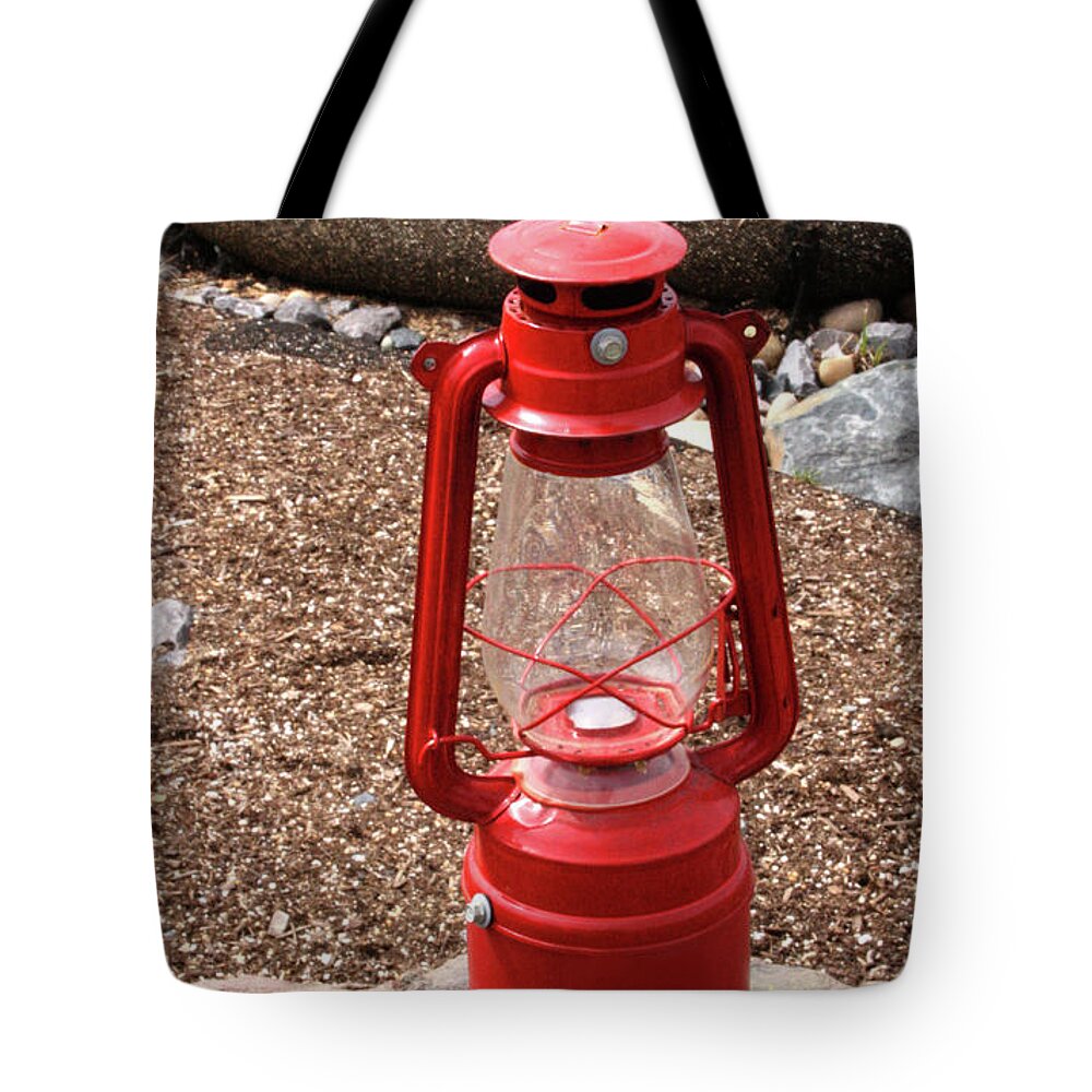 Lantern Tote Bag featuring the photograph Red Lantern by Mary Mikawoz