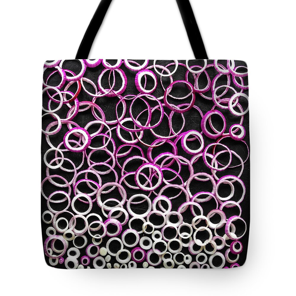 Red Onion Ohs Tote Bag featuring the photograph Red Onion Ohs by Sarah Phillips