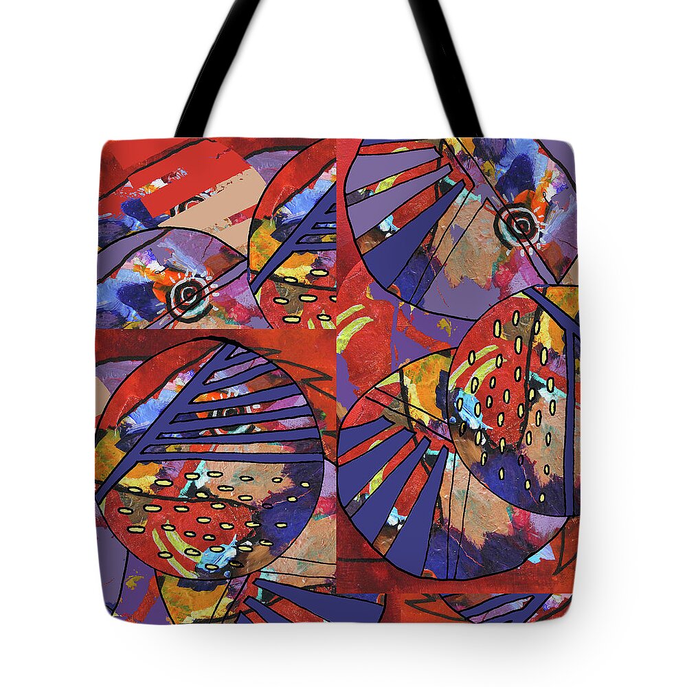 Red Organic Abstract Tote Bag featuring the painting Red Organic by Nancy Merkle
