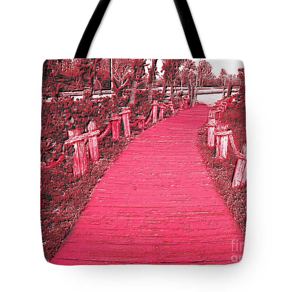 Scenic Tote Bag featuring the photograph Red Pathway by Mary Mikawoz
