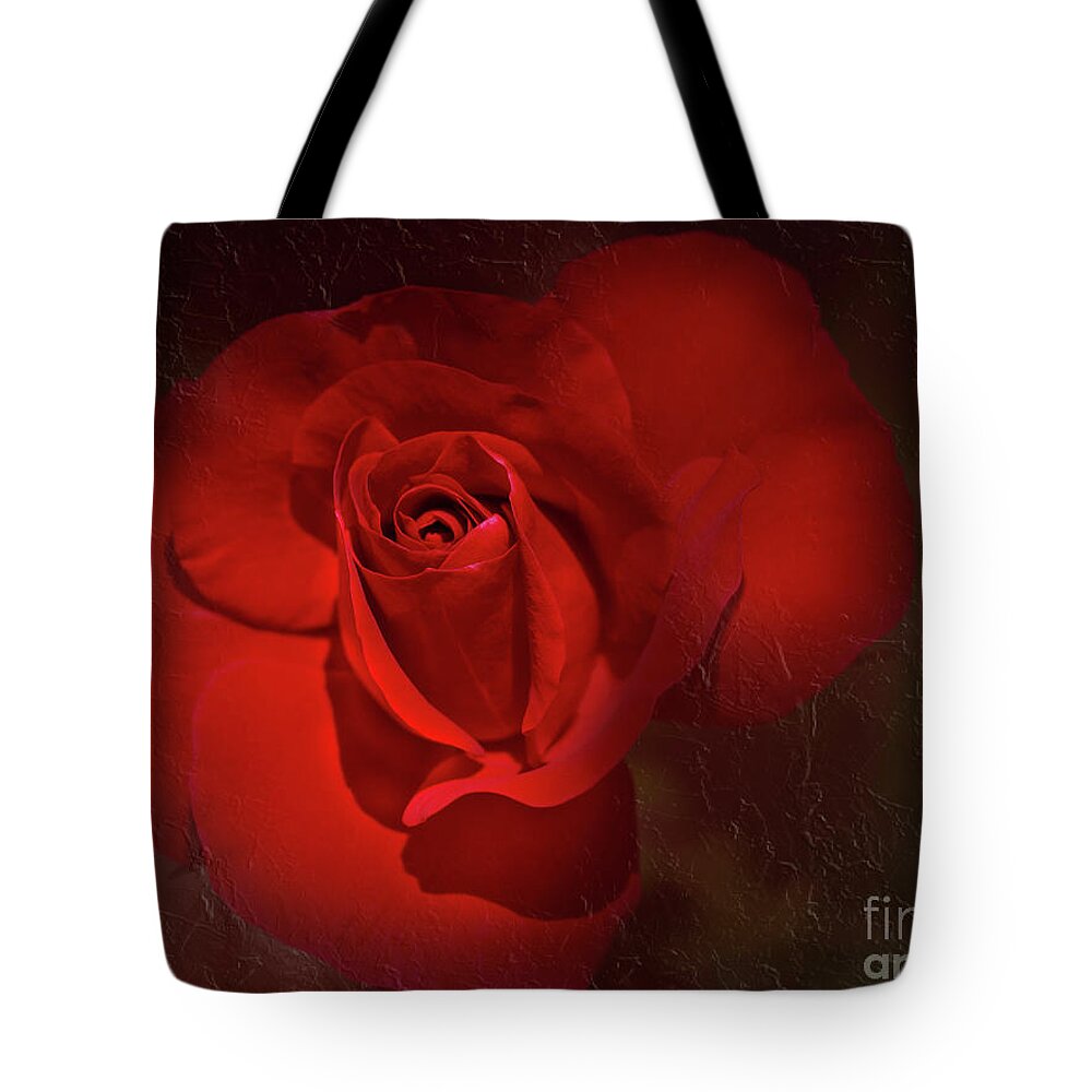 Red Tote Bag featuring the photograph Red Rose by Elaine Teague