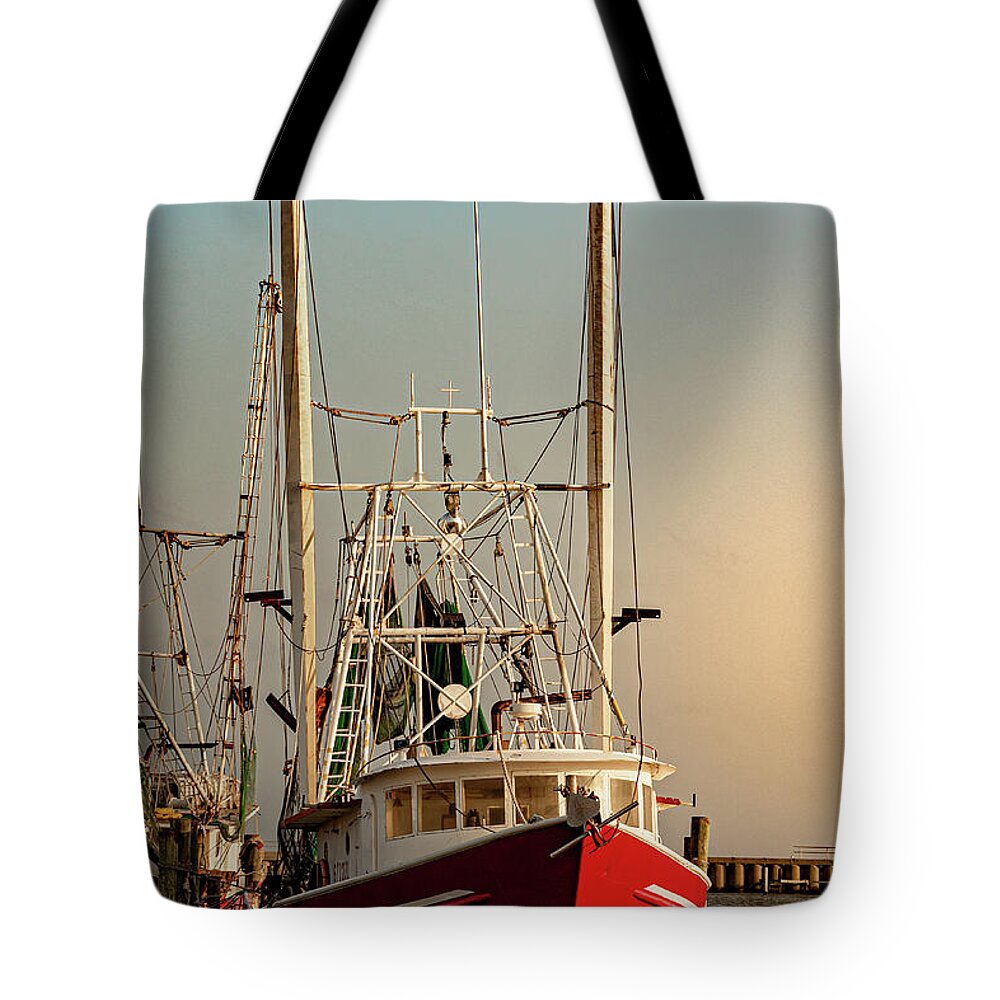 Boat Tote Bag featuring the photograph Red Shrimp Boat by Christopher Holmes
