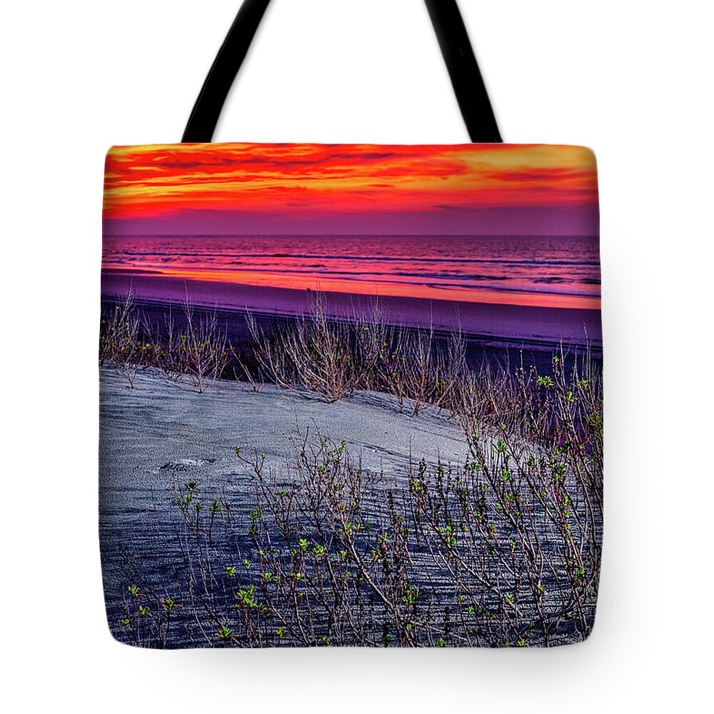 North Carolina Tote Bag featuring the photograph Red Sky in the Morning by Dan Carmichael