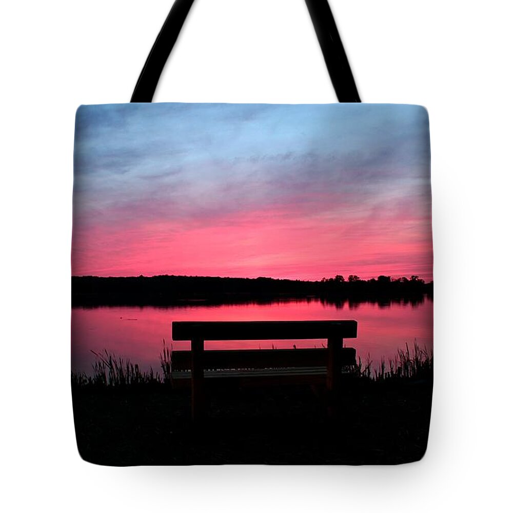 Sunset Tote Bag featuring the photograph Red Sky Sunset by Mary Walchuck