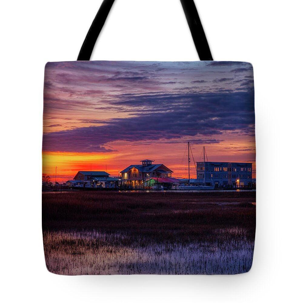 Southport Tote Bag featuring the photograph Red sunrise by Nick Noble