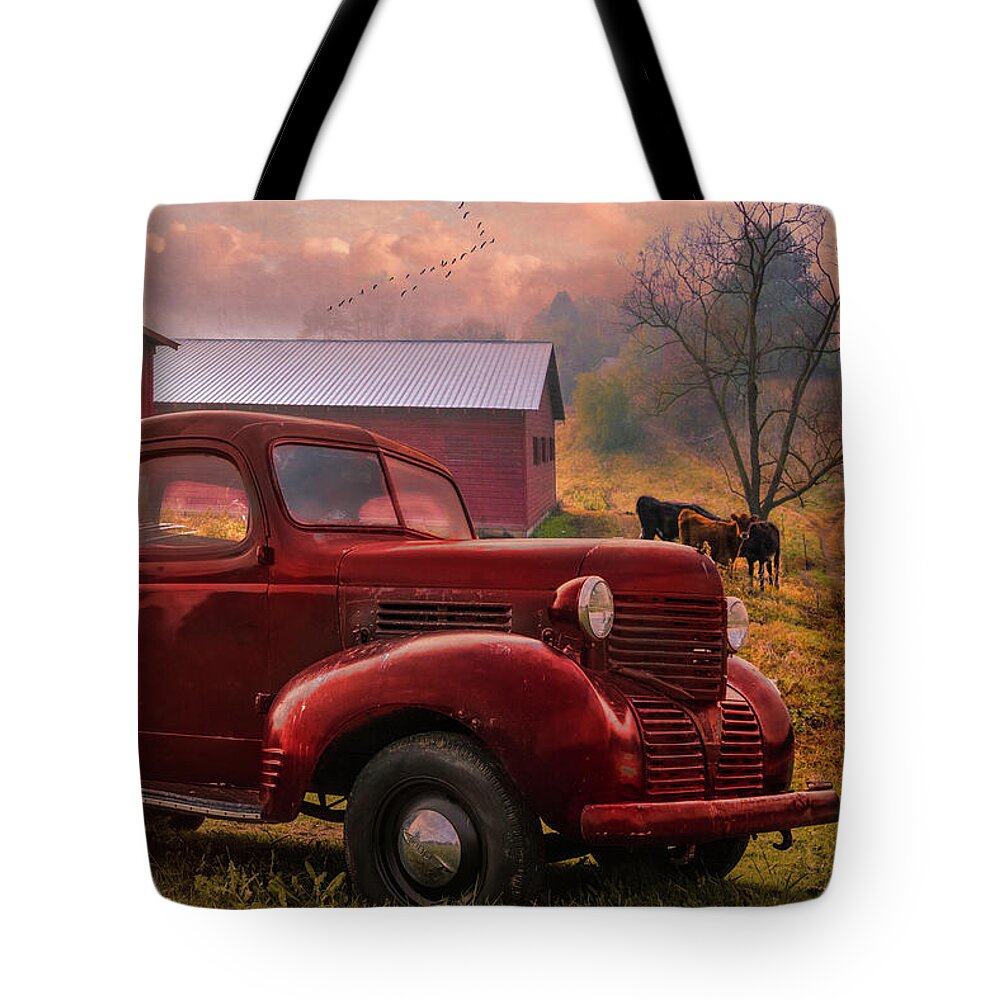 1937 Tote Bag featuring the photograph Reds at Sunrise by Debra and Dave Vanderlaan