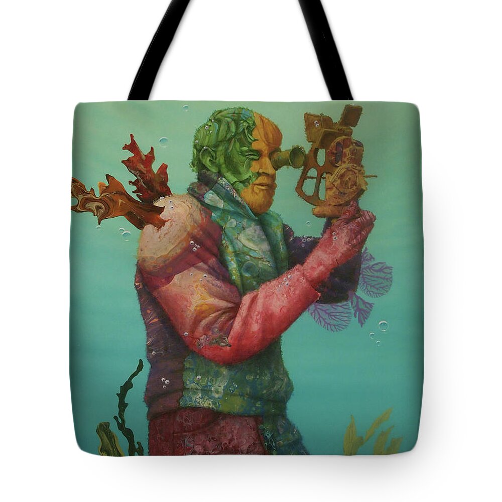 Ocean Tote Bag featuring the painting Reef Sighting by Marguerite Chadwick-Juner