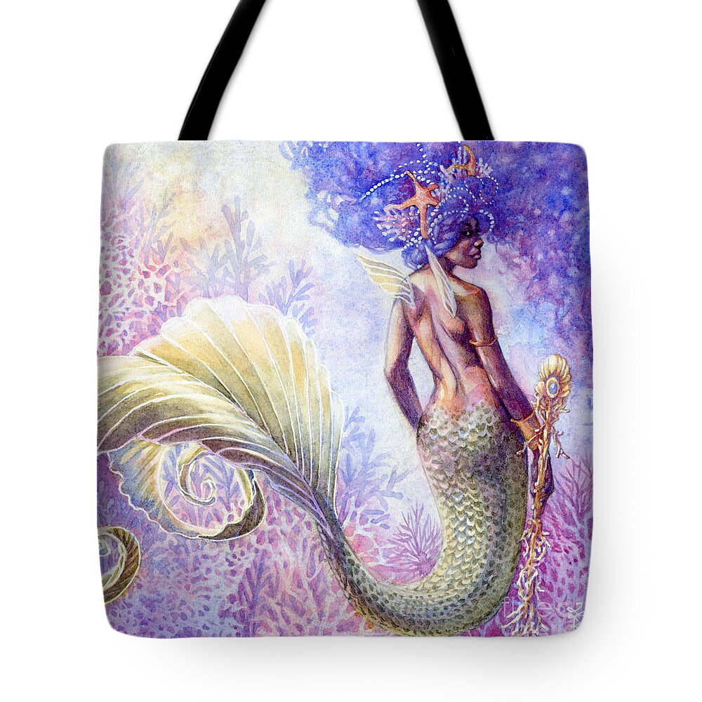 Mermaid Tote Bag featuring the painting Reef Warrior by Sara Burrier