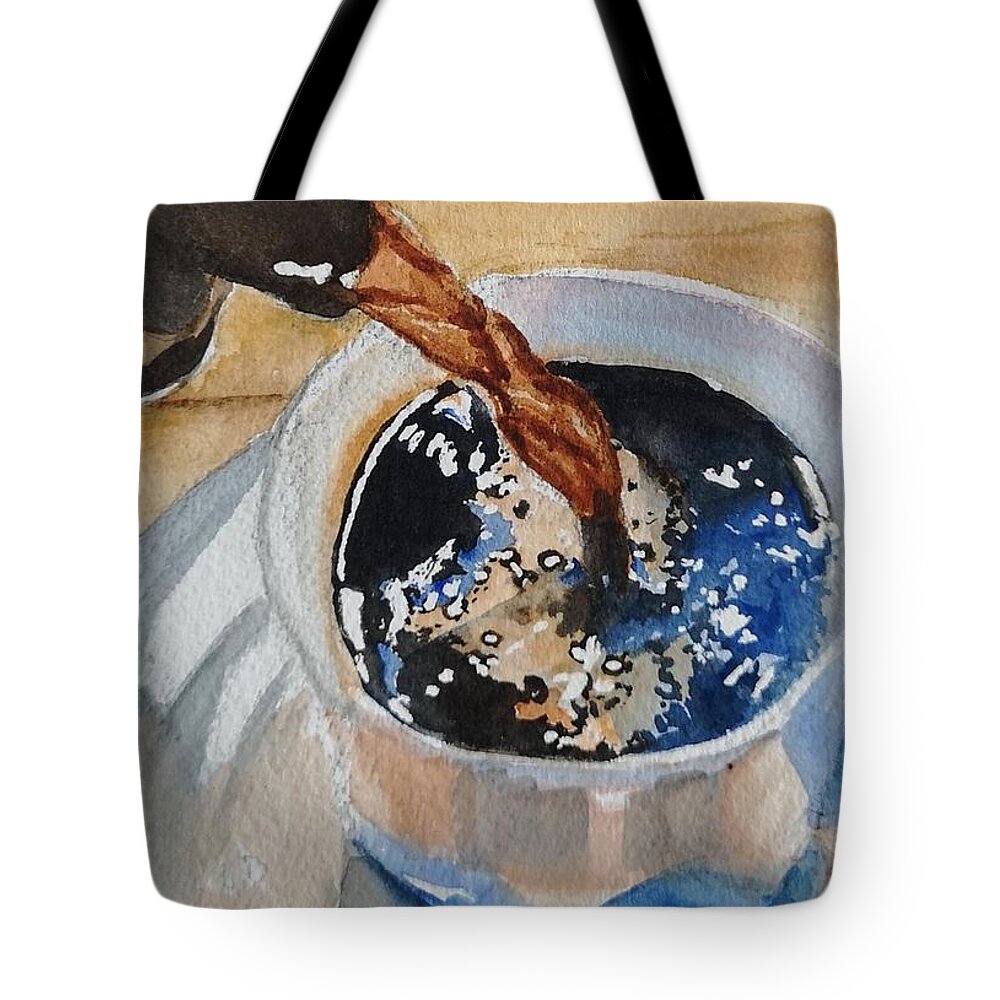 Coffee Tote Bag featuring the painting Refill Please by Sheila Romard