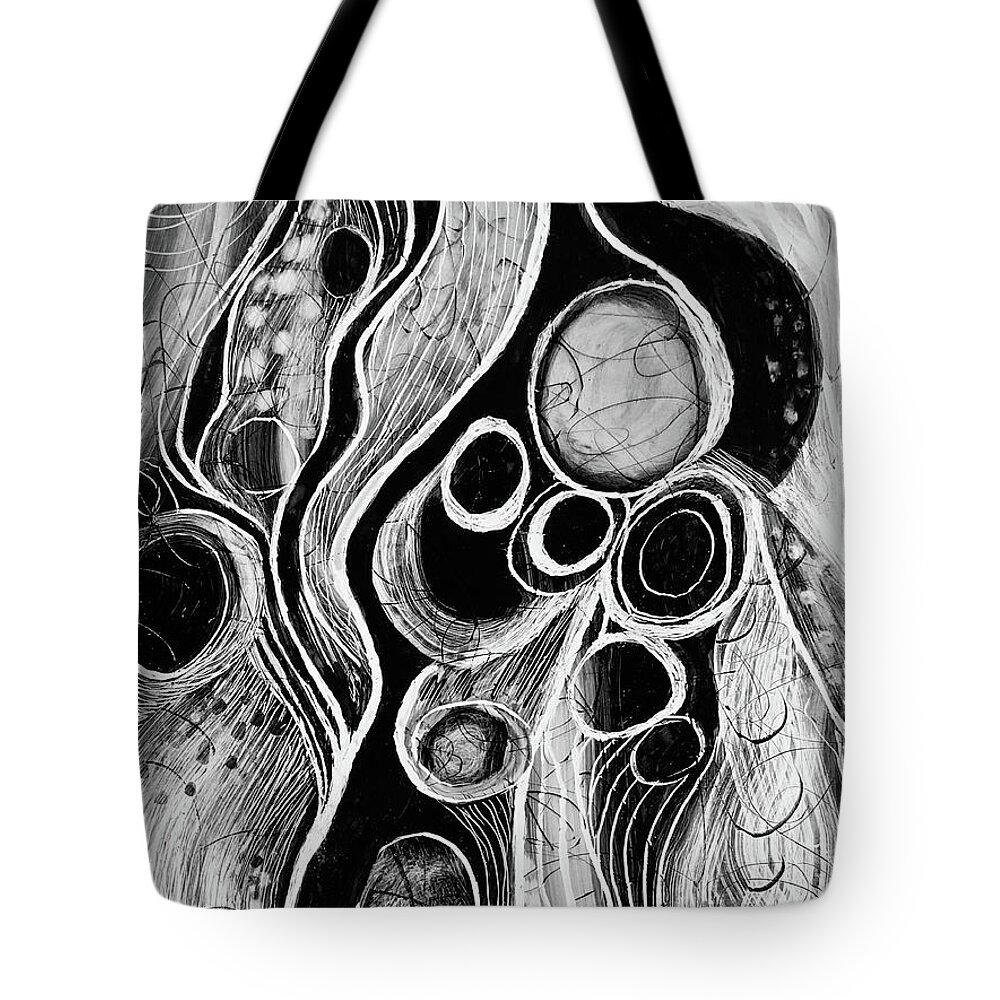  Tote Bag featuring the painting Reflected Water Surface Up-close by Polly Castor