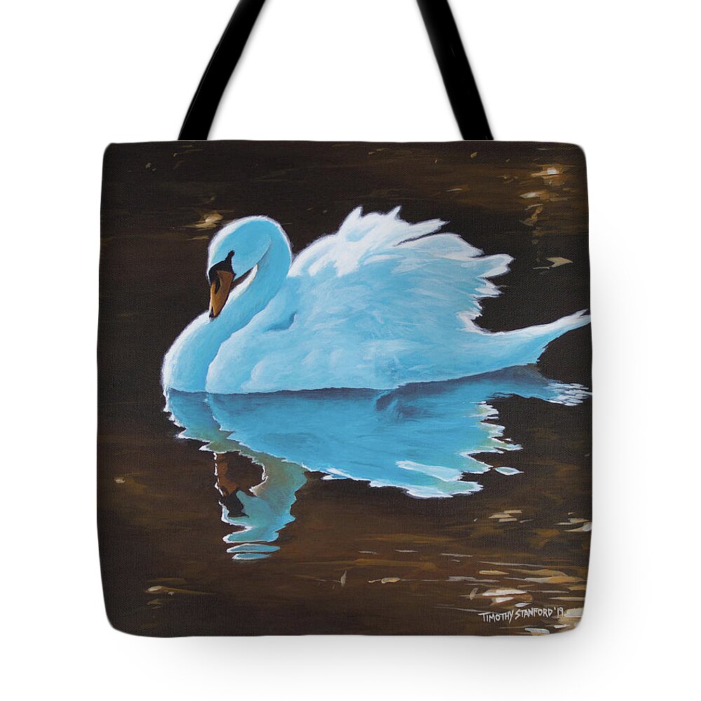 Wildlife Tote Bag featuring the painting Reflecting Grace by Timothy Stanford