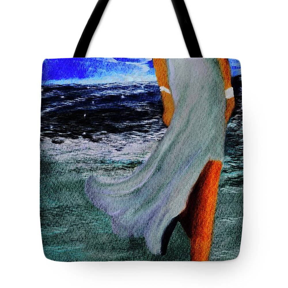 Beach Waves Womens Art Waves Contemporaryart Tote Bag featuring the mixed media Reflection Discoveries by Lorie Fossa