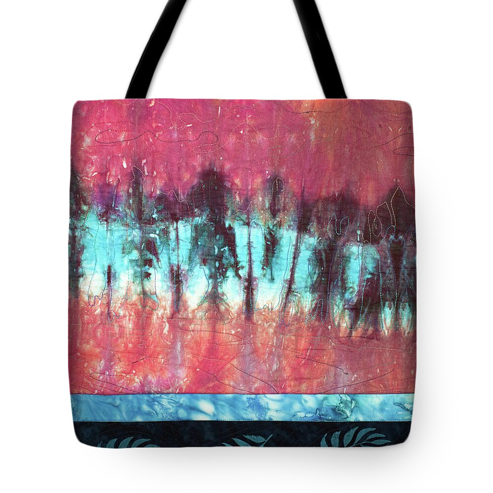 Fiber Art Tote Bag featuring the mixed media Reflections 2 by Vivian Aumond