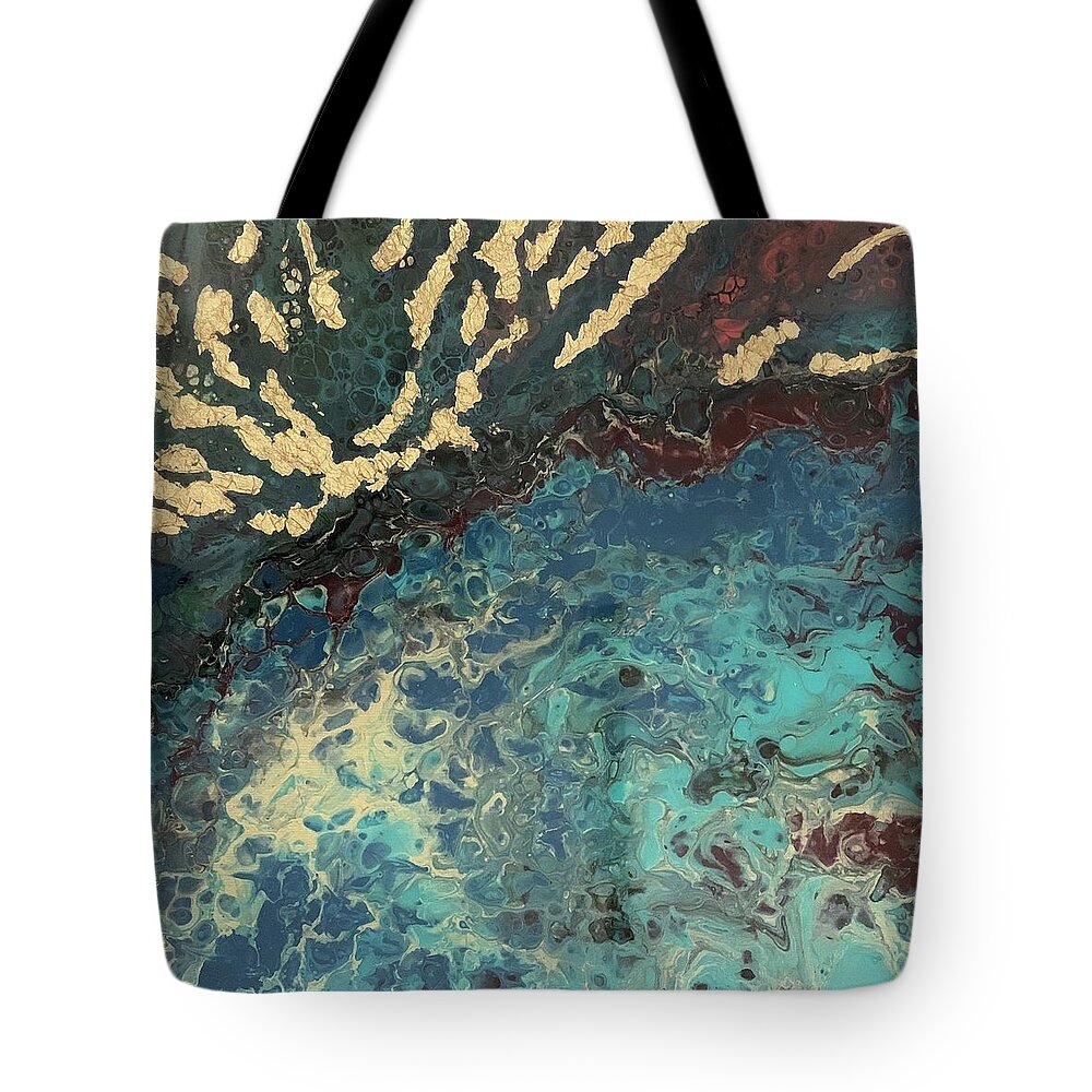 Gold Leaf Tote Bag featuring the painting Reflections by Nicole DiCicco