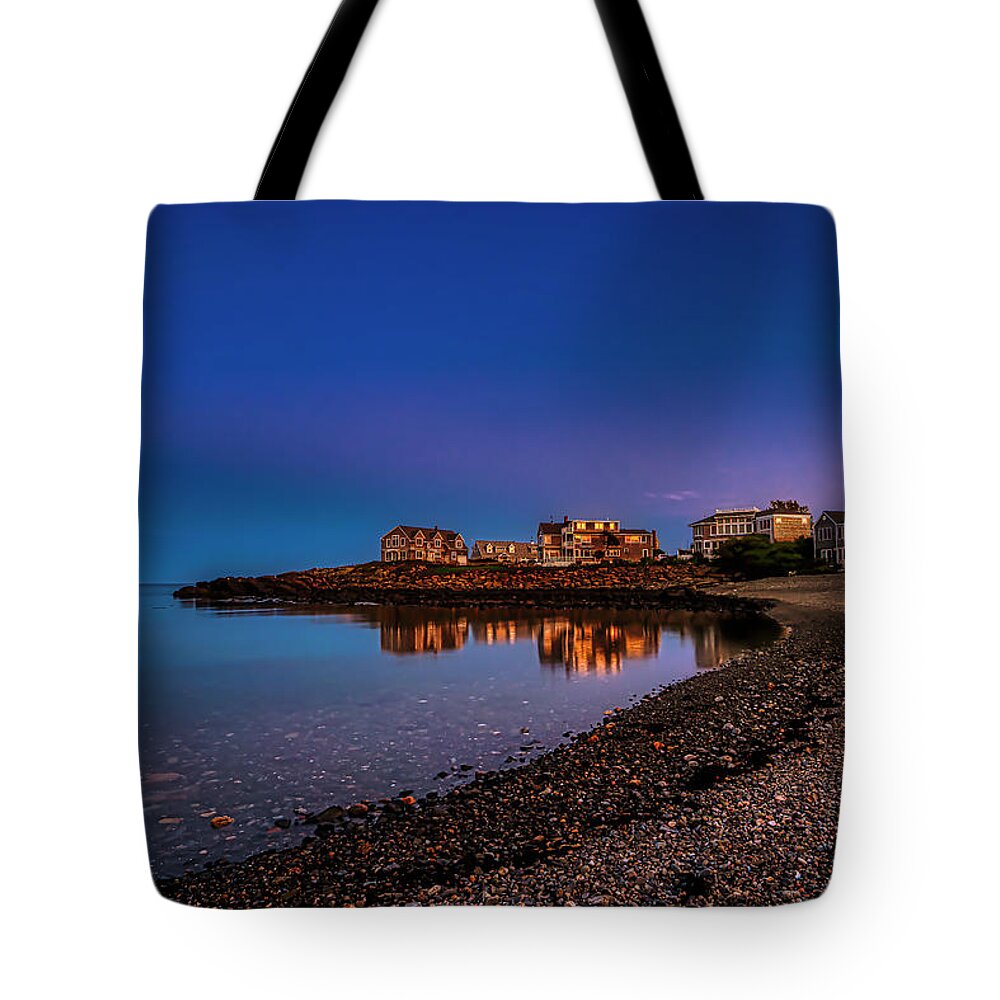 Perkins Cove Tote Bag featuring the photograph Reflections of Perkins Cove by Penny Polakoff