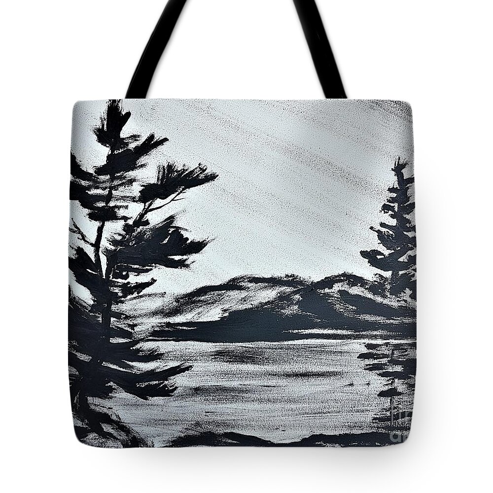 Landscape Tote Bag featuring the painting Reflections by Petra Burgmann