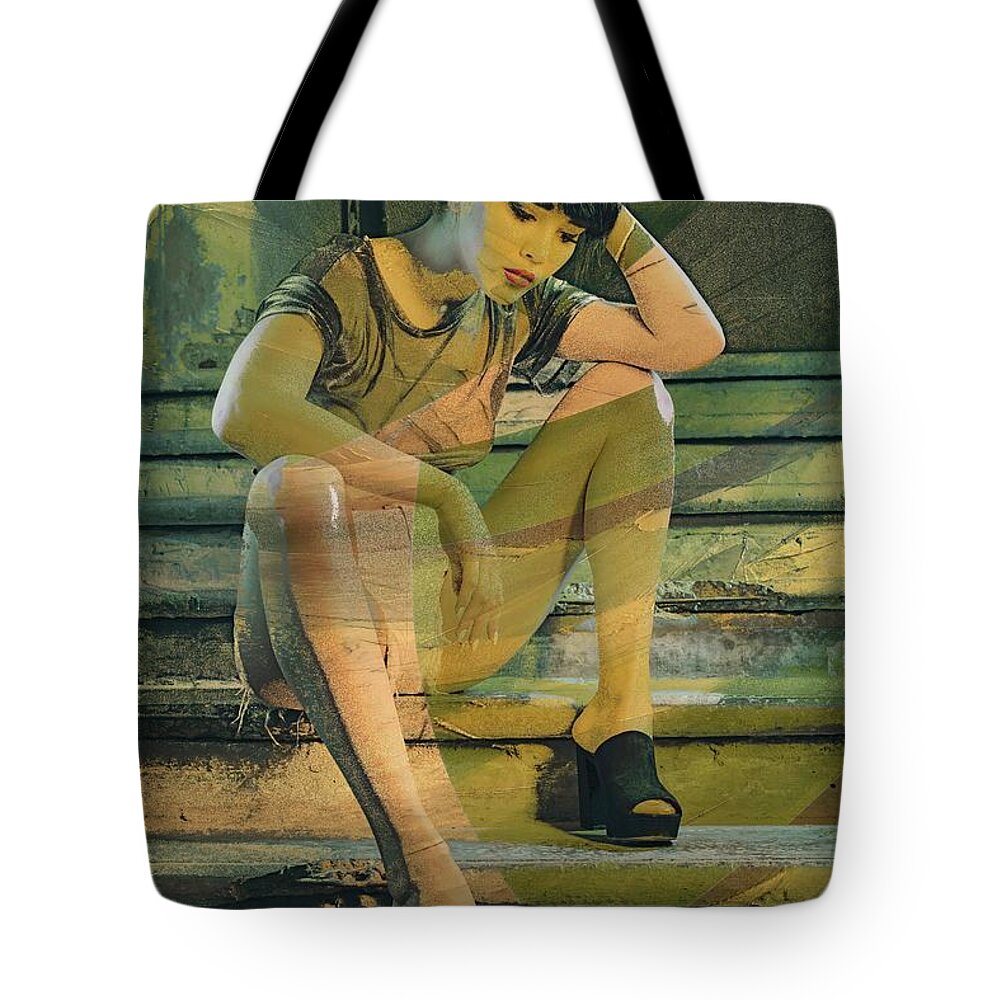 Oifii Tote Bag featuring the digital art Reflective Green Tree Python by Stephane Poirier