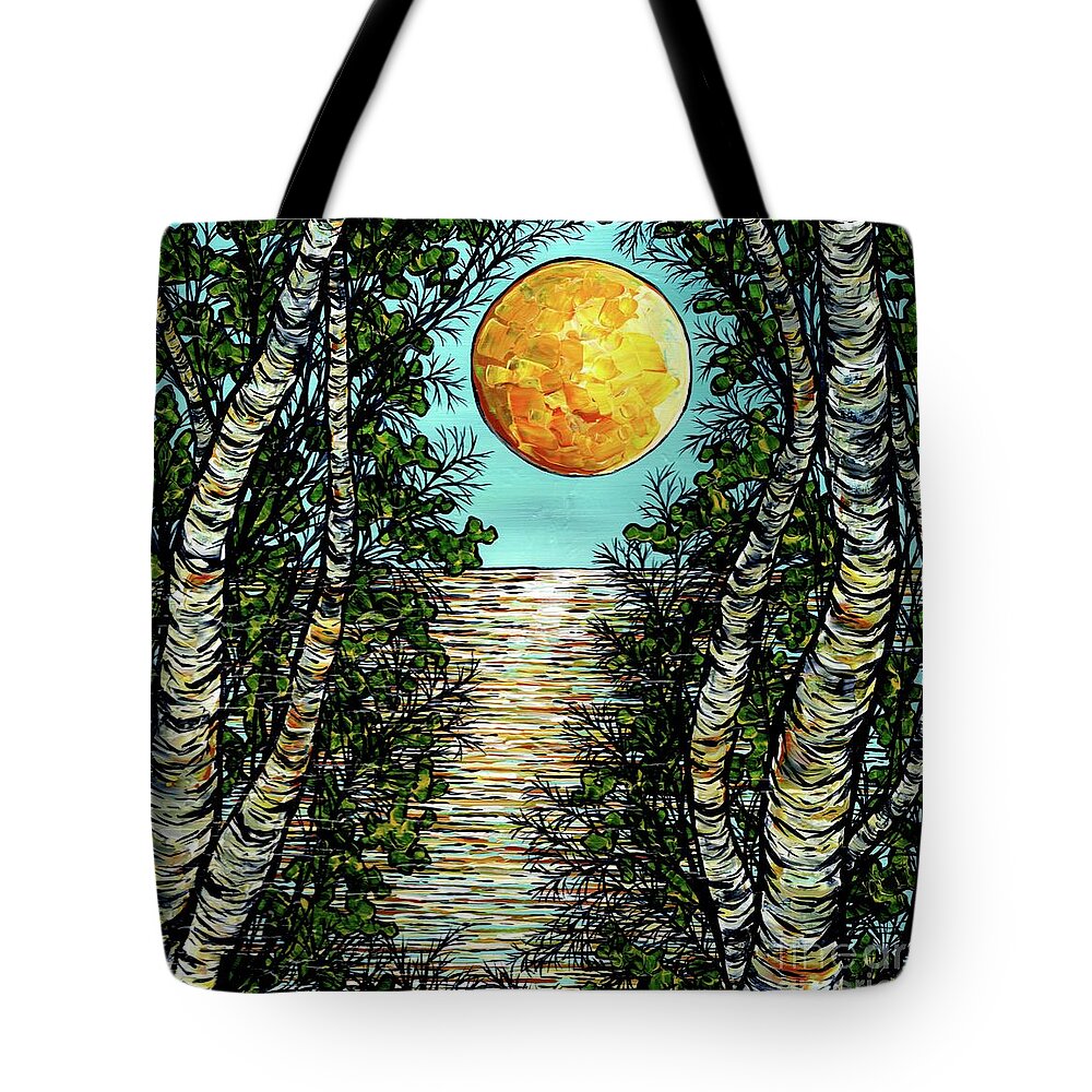 Moon Tote Bag featuring the painting Reflective Stream by Tracy Levesque
