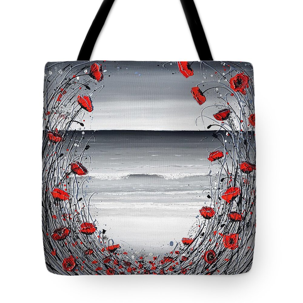 Red Poppies Tote Bag featuring the painting Relax on the Beach by Amanda Dagg