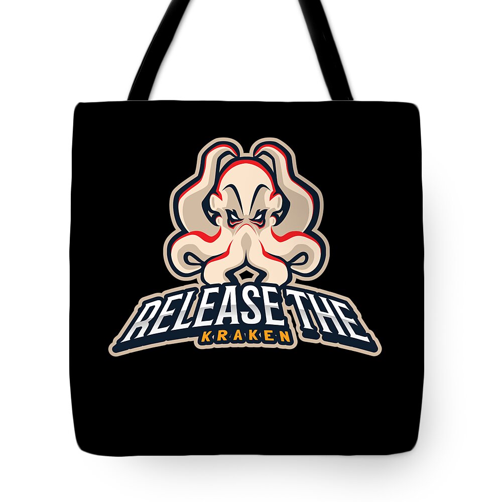 Gift Idea Tote Bag featuring the digital art Release The Kraken Gift Giant Octopus Sea Monster by Art Grabitees